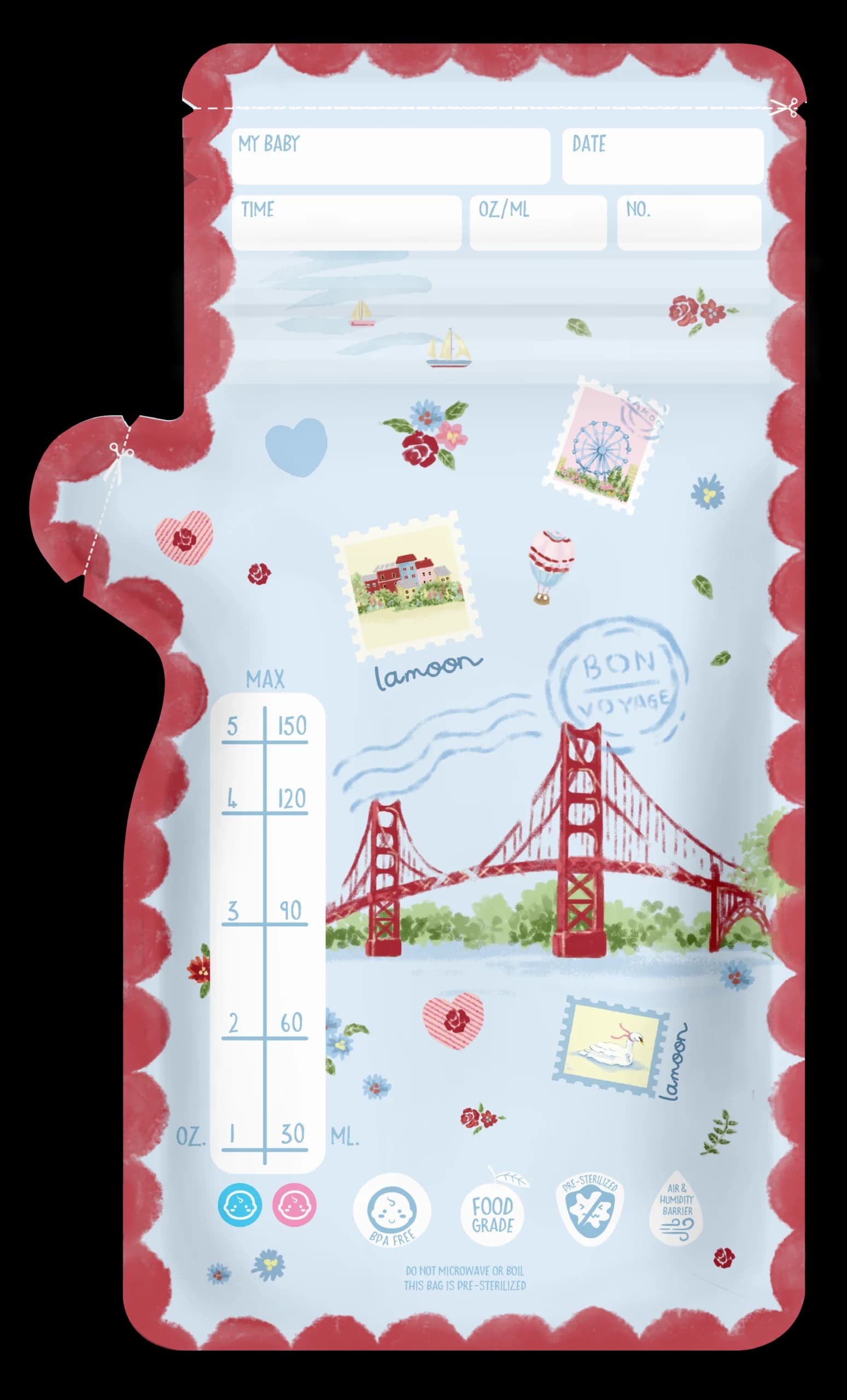 لامون – أكياس تخزين حليب الأم 30 كيس، 150 مل لكل كيس - صورة 4