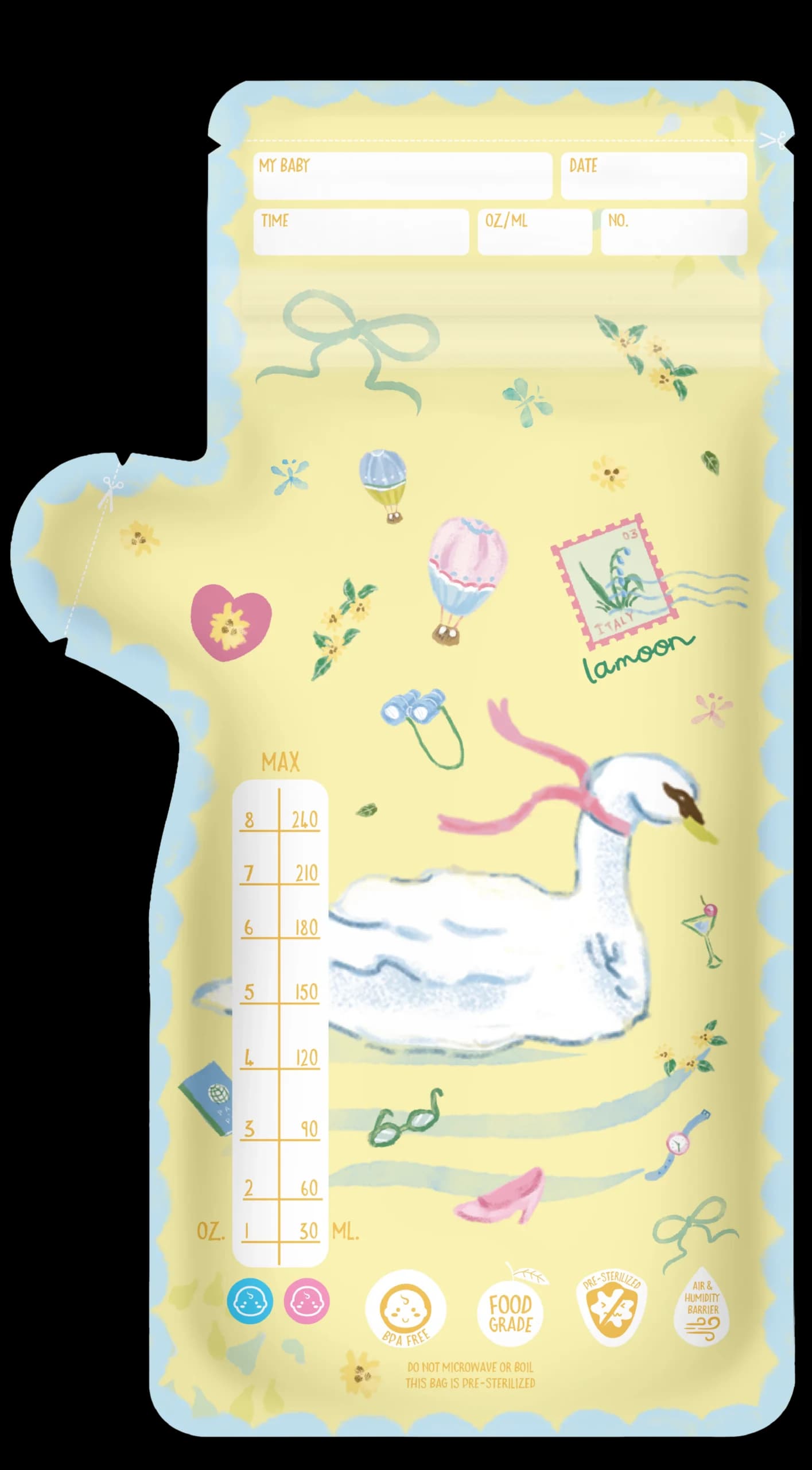 لامون – أكياس تخزين حليب الأم 25 كيس، 240 مل لكل كيس - صورة 4